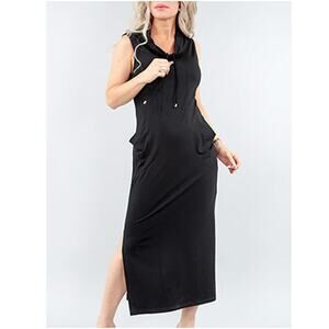 Women's Sleeveless Long Black Dress Size M Cowl Neck Side Slit NWT